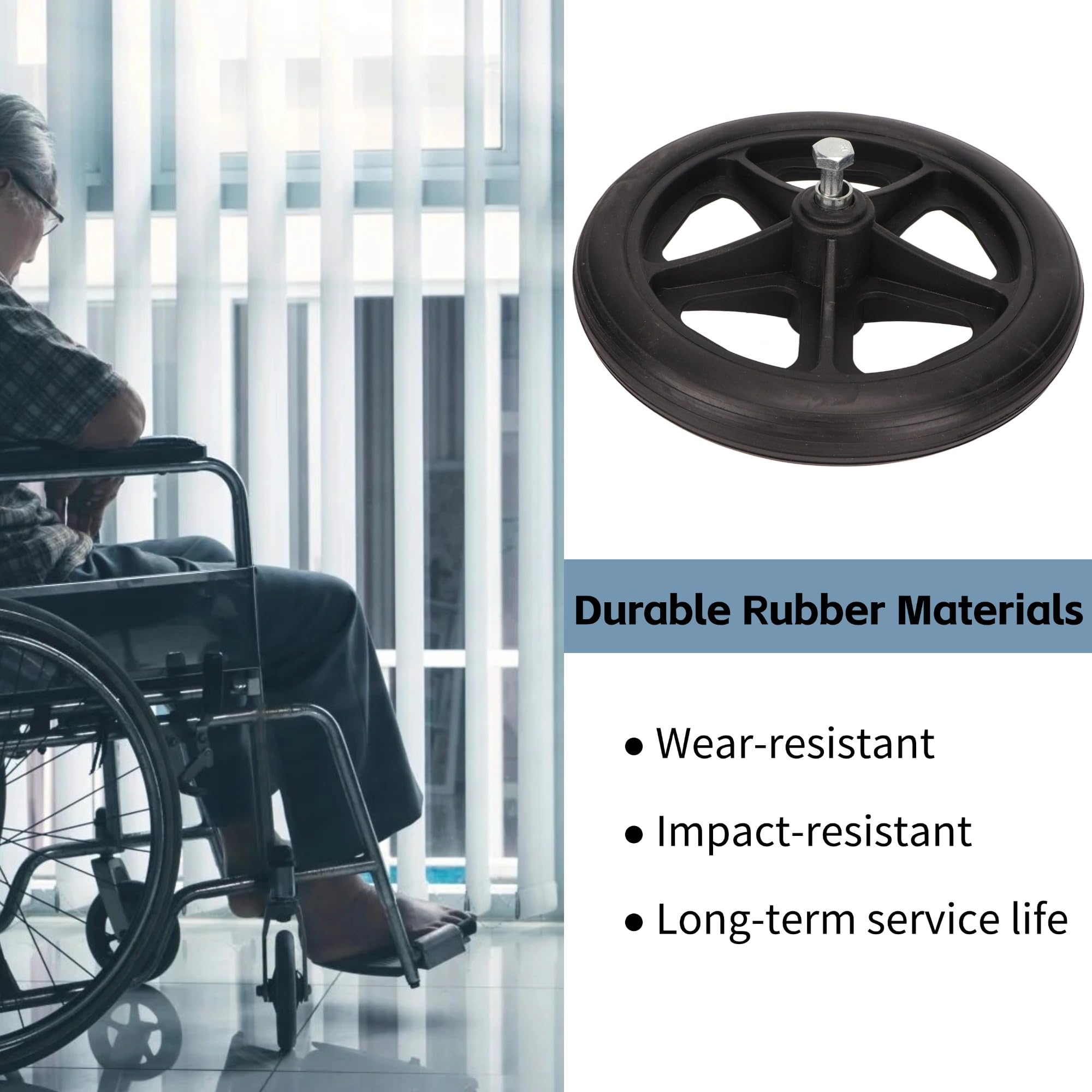 Reemplazo de Rueda de Silla de Ruedas, 2 Piezas de Rueda de Silla de Ruedas de 7 Pulgadas, Reemplazo de Rueda de Goma, Accesorios de Repuesto para Ruedas de Andador