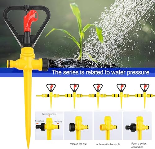 Miniatura 7 de LIVLOV 5 aspersores para patio, rociador de agua para césped, rociador de jardín, rociador oscilante, rociador ajustable, diámetro de rociado de 0 a
