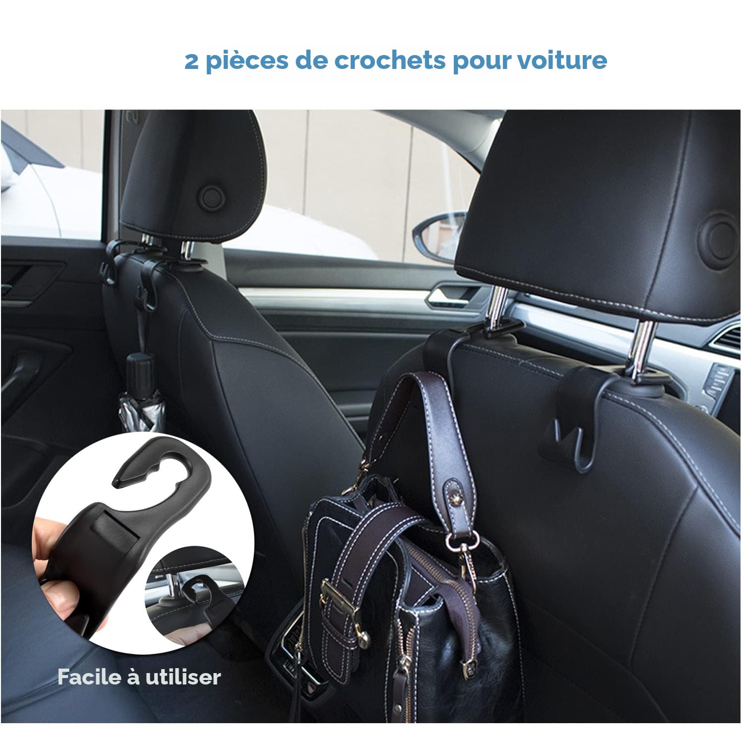 Poubelle De Voiture Pliable En Cuir - Mini Poubelle Avec Crochet Et 100 Sacs Inclus, Pour Garder L'habitacle Propre