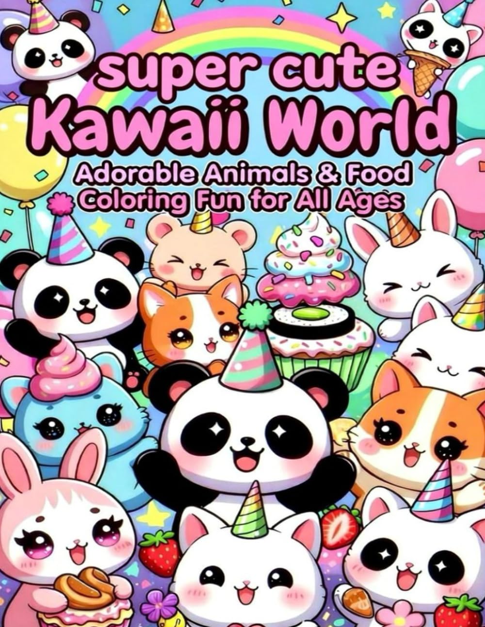 Super Cute Kawaii World: Adorable Animals & Food Coloring Fun for All Ages: 40 Chibi Designs for Relaxation, Creativity & Cuteness Overload