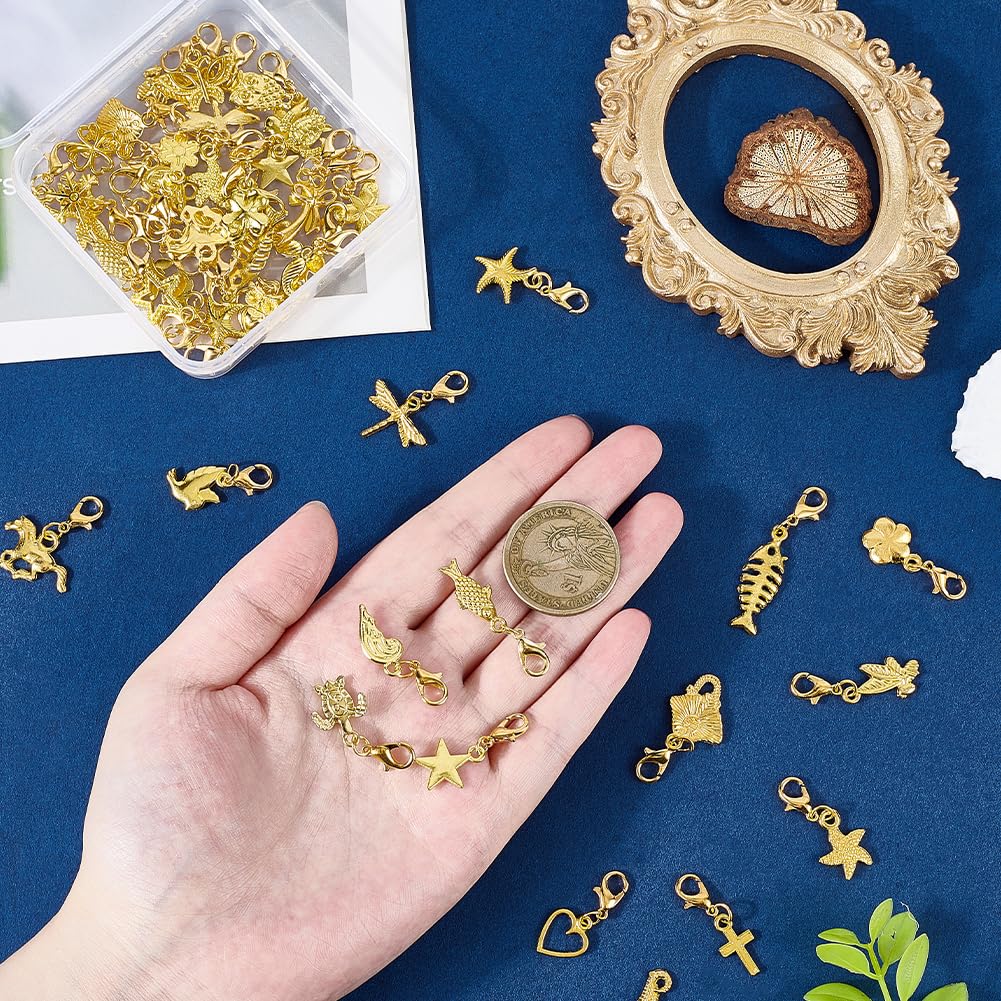 HOBBIESAY 60 Pendentifs à Clipser 30 Styles Mixtes 22.5-35.5mm - Breloques Artisanales Avec Fermoir Mousqueton Pour Bijoux DIY
