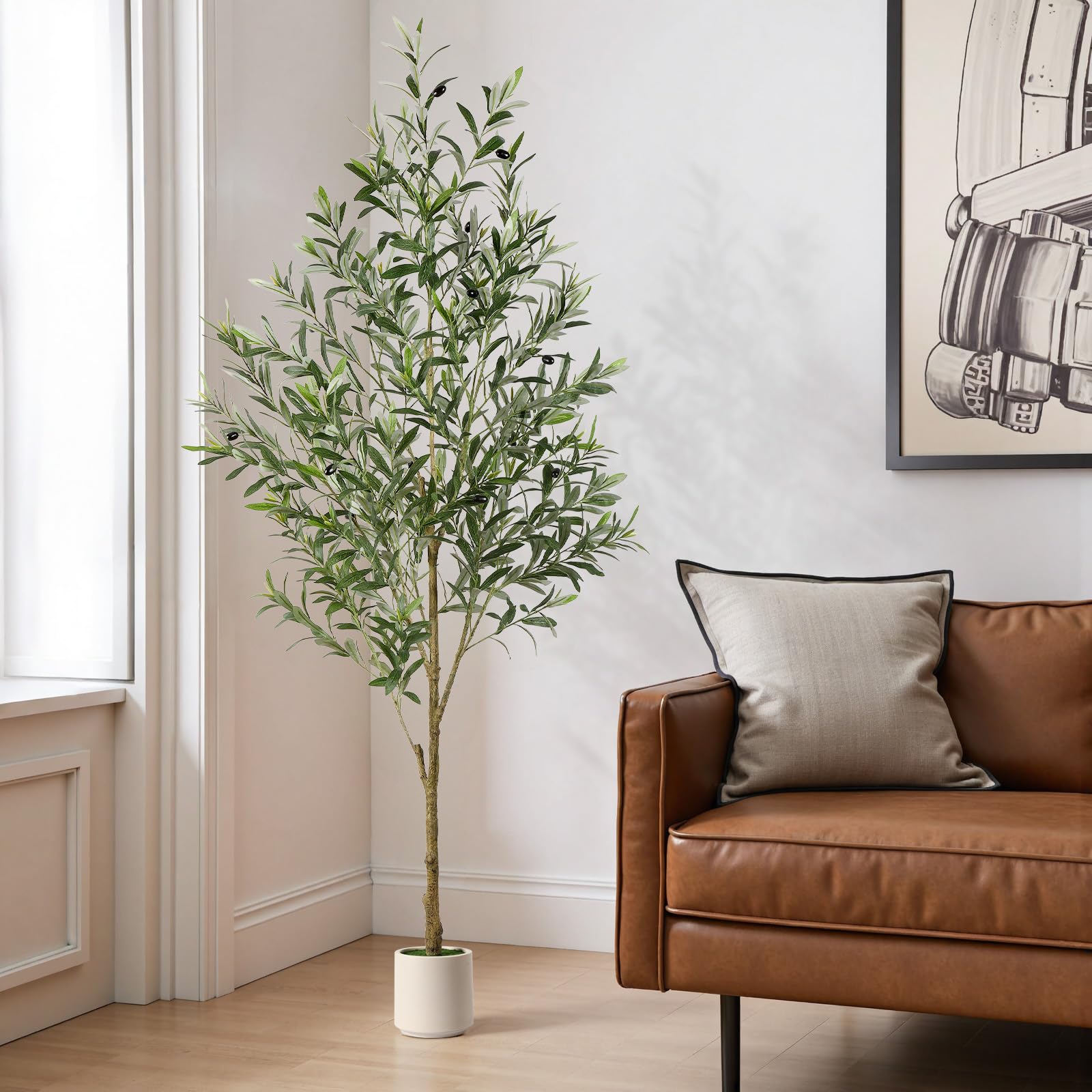Alupssuc 180cm Olivo Artificiale, Albero di Ulivo Artificiale Piante Finte da Interno Piante Finte Perfette in Vaso, Decorazione Realistica in Vaso per Interni ed Esterni per Soggiorno e Ufficio