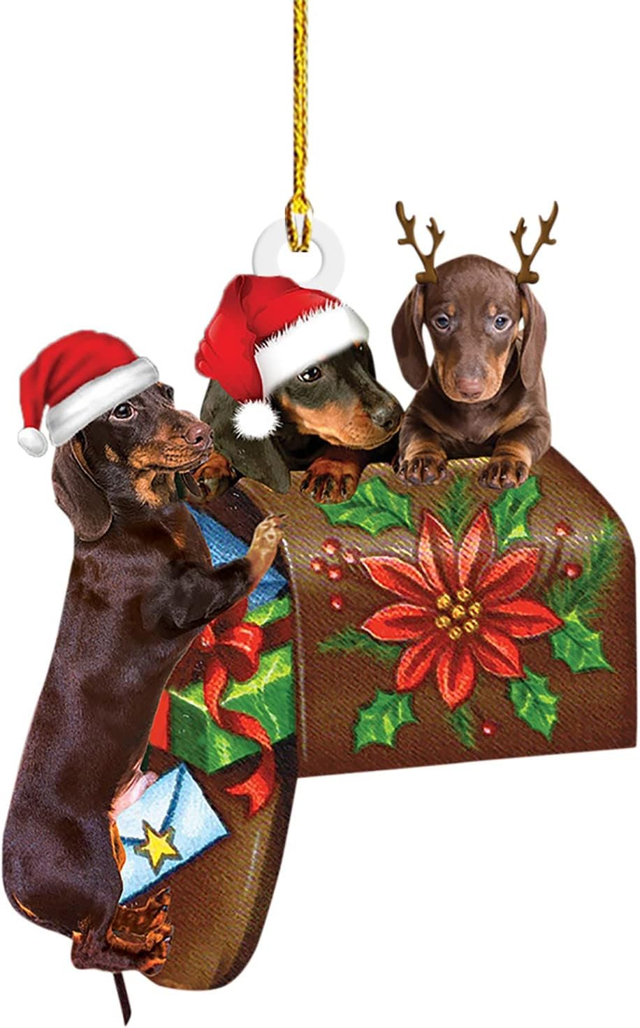 Hammock Rope Christmas Dog Ornament Double Sided Acrylic Christmas Tree