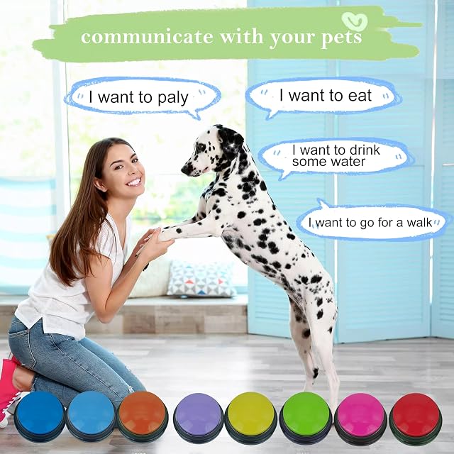 Foto 2 de 6 de Gelabur Juego de 8 botones de comunicación para perros, botones grabables por voz para aula