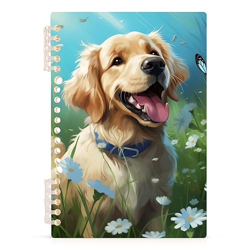 UMIRIKO Cute Golden Retriever Dog Butterfly Spiral Notebook Journal College Ruled Notebook 8.3"x5.7" Journal with 60 Lined Pages A5 Spiral Notebooks