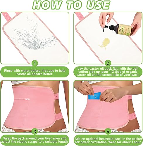 Miniatura 7 de Paquete de 6 unidades de aceite de ricino para cintura, cuello y pecho, aceite de ricino orgánico prensado en frío y reutilizable para