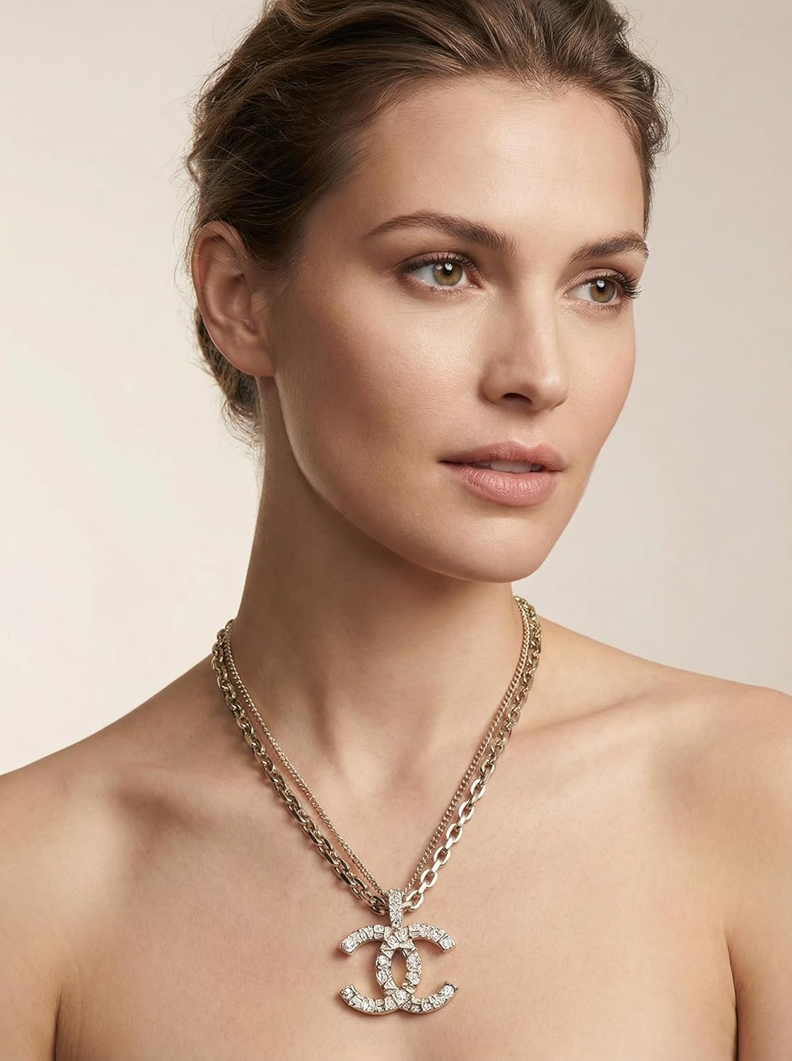 BUENAVO 18K Gold-Plated Double-Layer Stacked Necklace, Elegant Letter Design, Fashionable Valentine's Day Jewelry Gift, Trendy Necklace For Women - Image 5