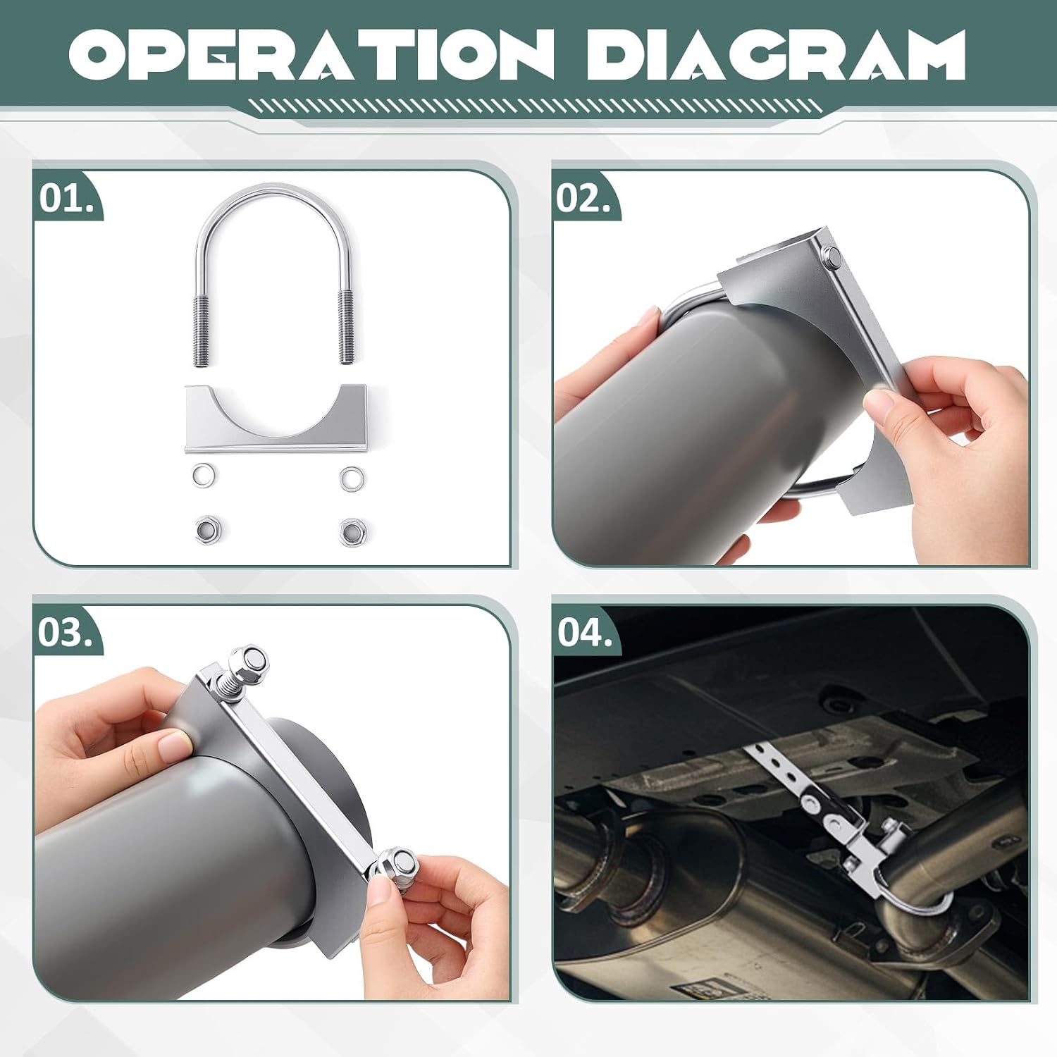 Geetery 2 Pcs Swivel Style 2.5 Inch Exhaust Hangers Heavy Duty Muffler Hanger Universal Tailpipe Bracket U-bolt Exhaust Muffer Clamp, Saddle Design with Reinforced Ribs