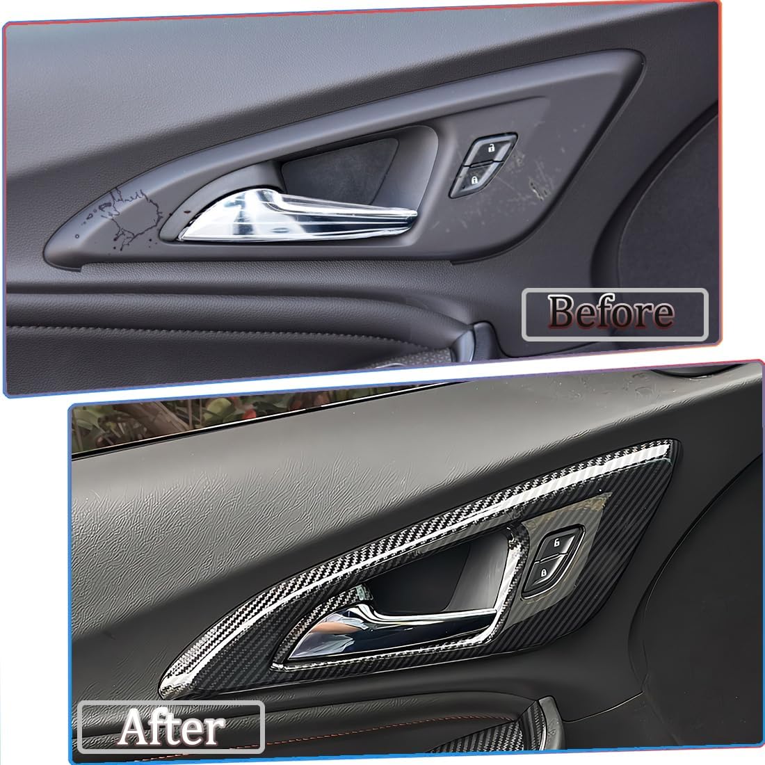 Door Handle Bowl Cover, for Chevrolet Malibu 2016 2017 2018 2019 2020 2021 2022 2023 2024 Interior Car Door Handle Bowl Cover Car Sport Accessories -Carbon Fiber