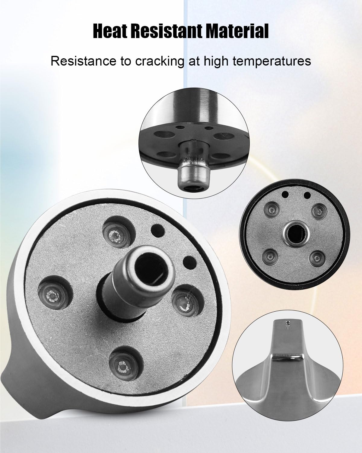 W11418244 - Pomo de rango compatible con Whirlpool WCE55US0HB00 WCE77US0HS01 WCE77US6HB00, perilla de control de quemador de superficie de estufa de gas, repuesto W11130627 W11222054, plata, 4 piezas