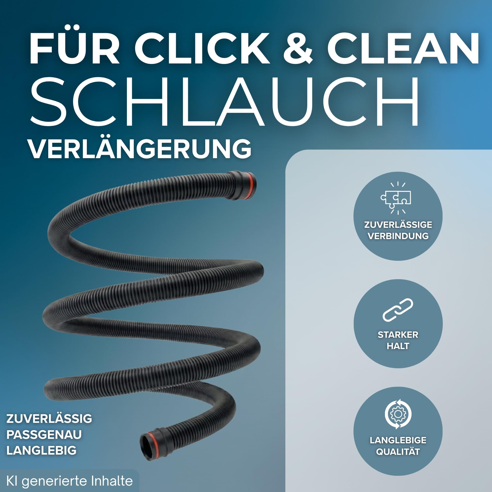 Tuyau compatible avec Bosch Click and Clean - Pièce de rechange pour aspirateur sec et humide - Gaz 18 V-10 (2,5 m)