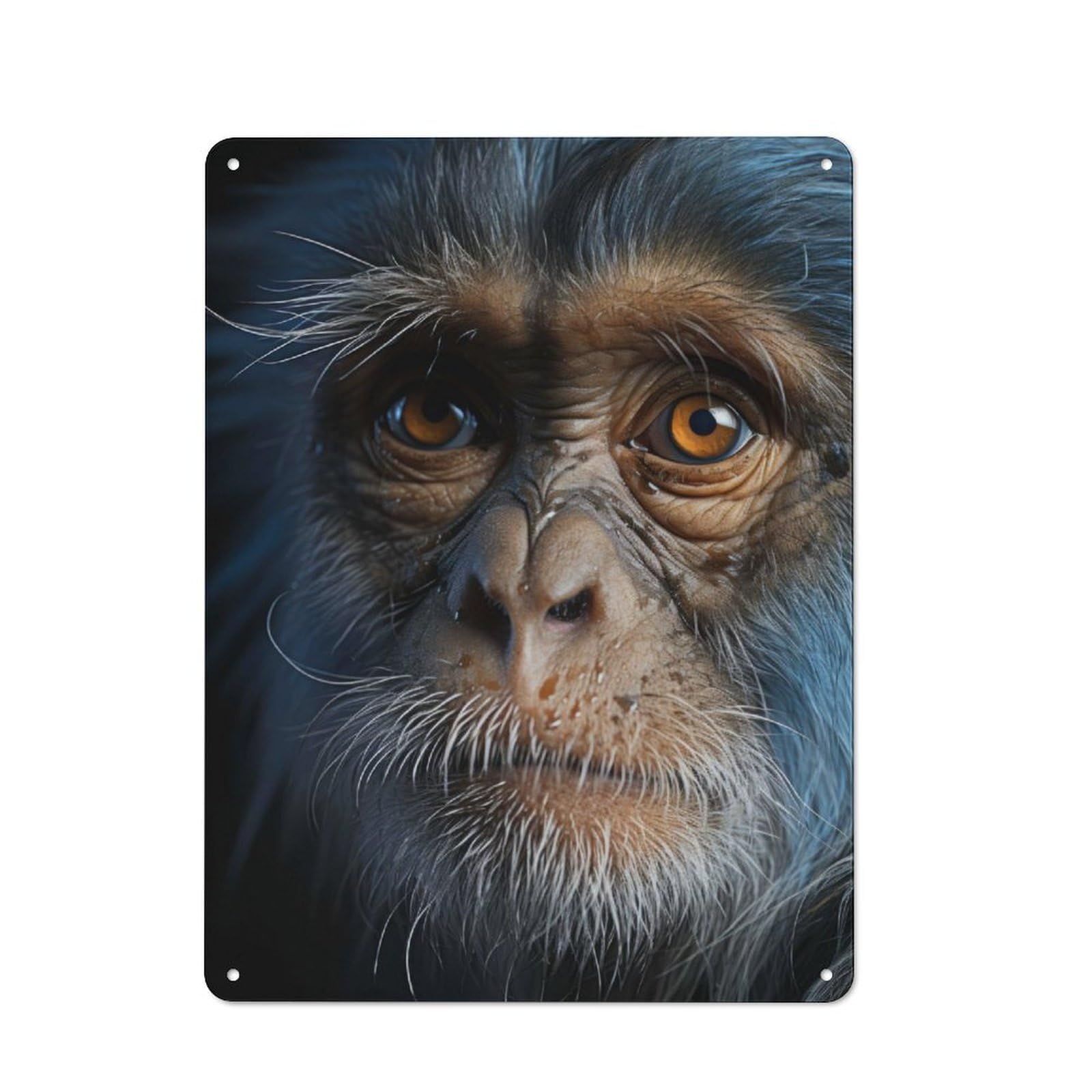Cottage Style Cool Chimpanzee Portrait Country Metal Sign 40x30cm, Farmhouse Wall Decor for Farmhouse Kitchen, Pantry Or Dining Area