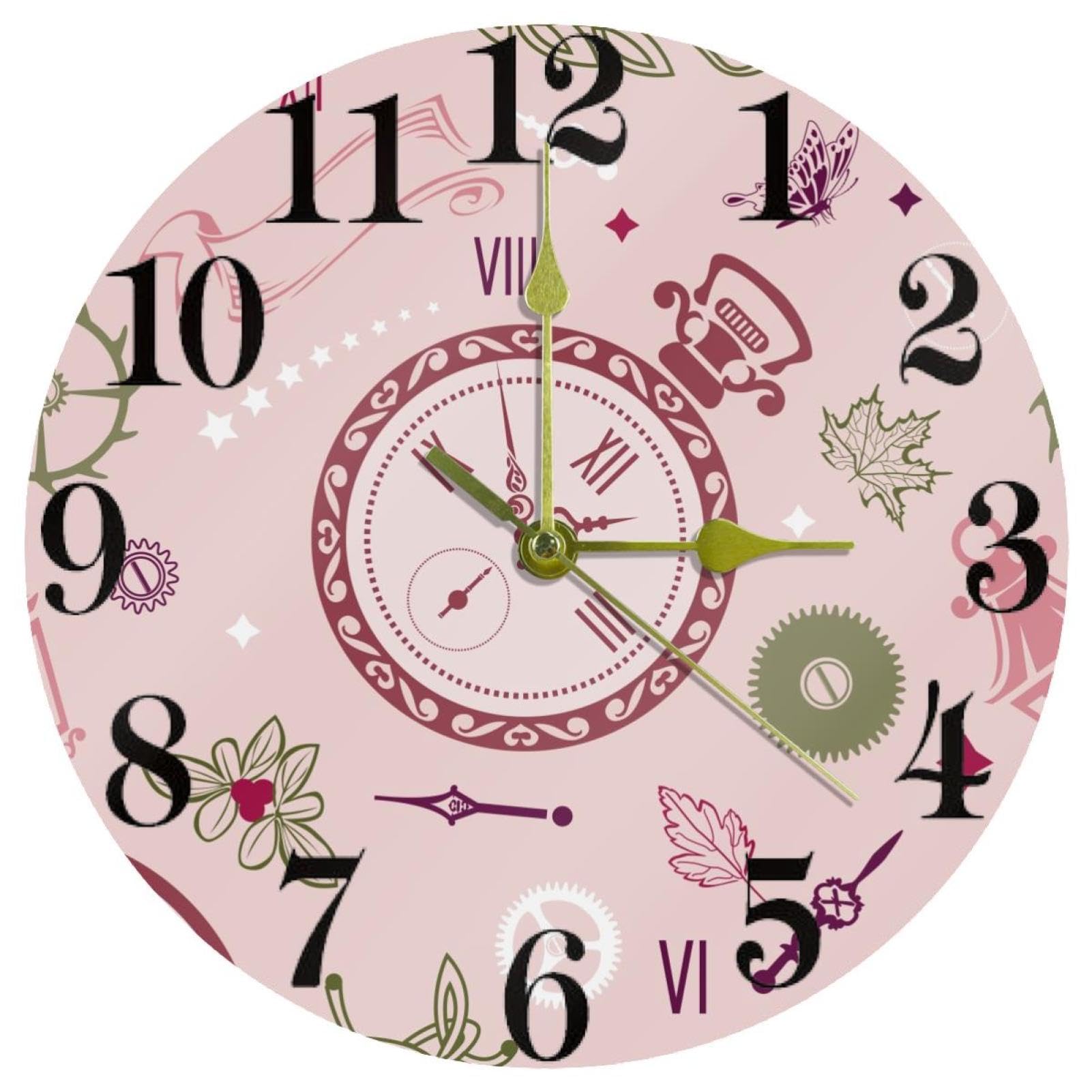 Horloge murale rose vintage et silencieuse pour la decoration de cuisine