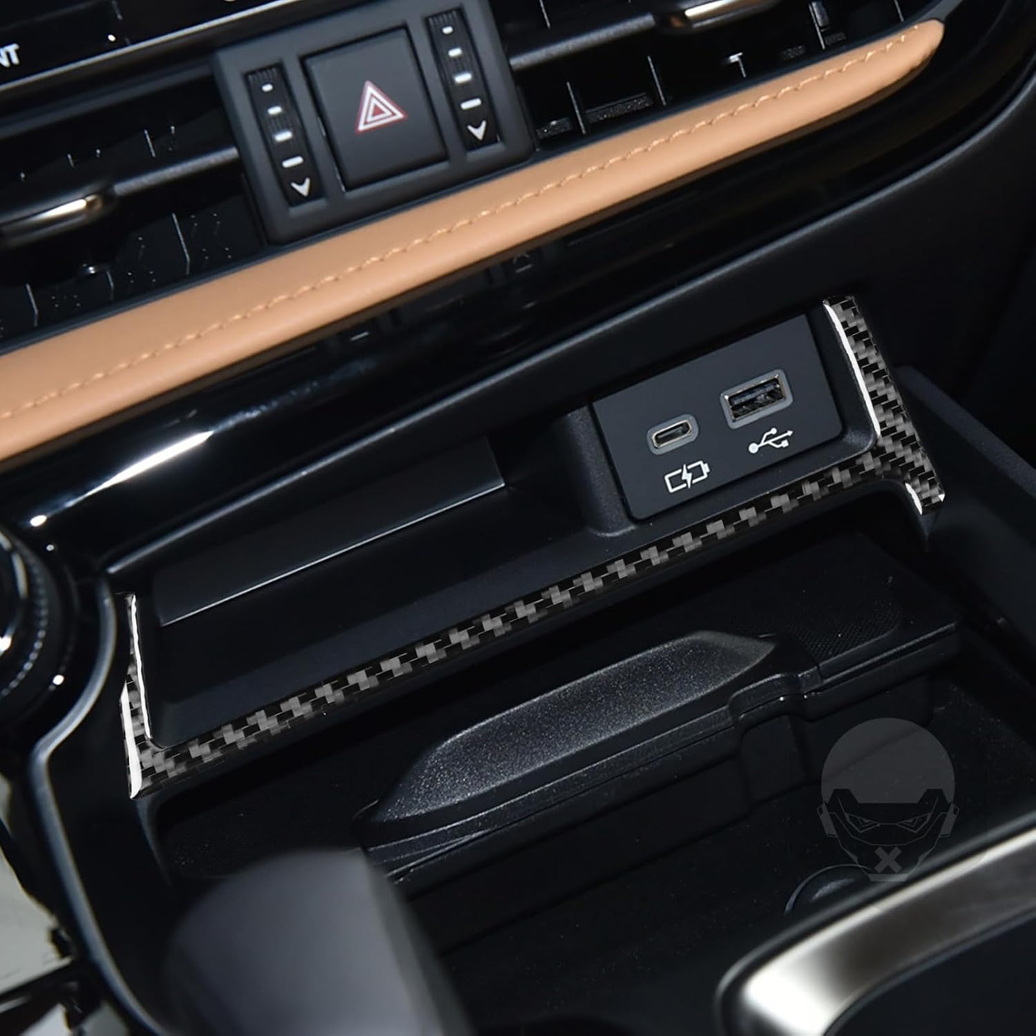 Real Quality Carbon Fiber Decal Car Center Console Storage Box Trim Strip Sticker Compatible with Lexus NX 250 350 350h 450h+ 2022-2026 2023 2024 2025 Interior Accessories Decor Black