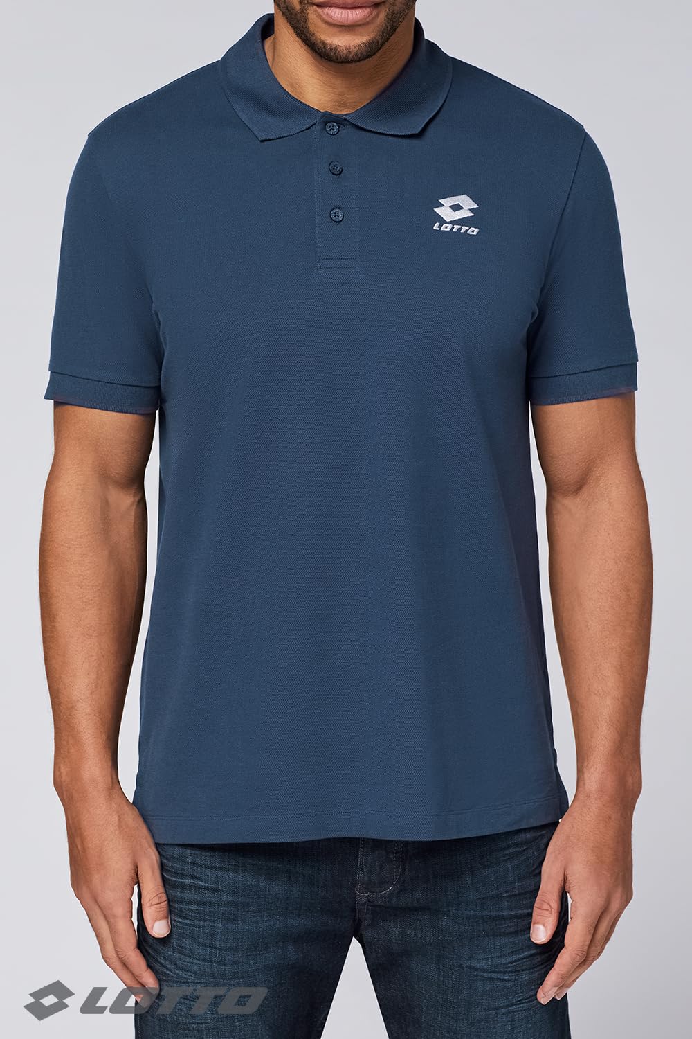 Lotto Lot de 2 Polos pour Homme l Tailles L-5XL, Manches Courtes, Coton, avec Logo brodé l 2 Poches, à Enfiler, Couleur Unie l col Polo, Coupe Standard, Non Extensible, Adulte