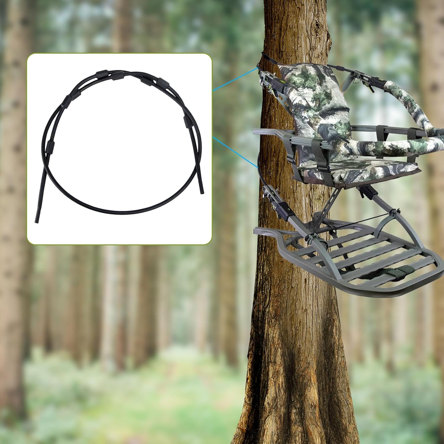 Tree Stand Cables Stainless Steel Climbing Treestand Equipment 65 Inch for Accessories