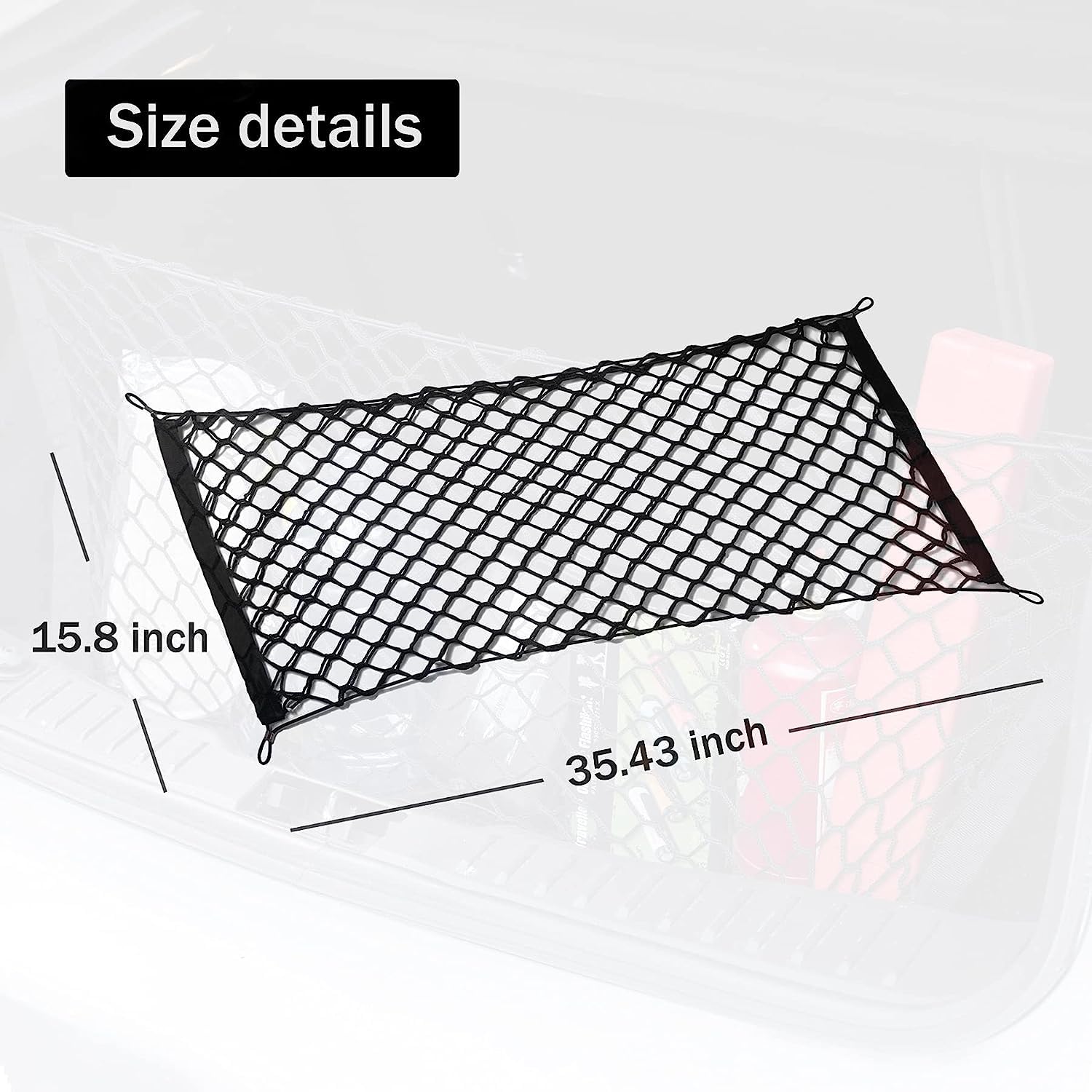 Rete per Bagagliaio Auto,Rete Auto 4 HooK Car Rear Boot Trunk Cargo Elastic Mesh Net Organizer for bagagli(3pcs)