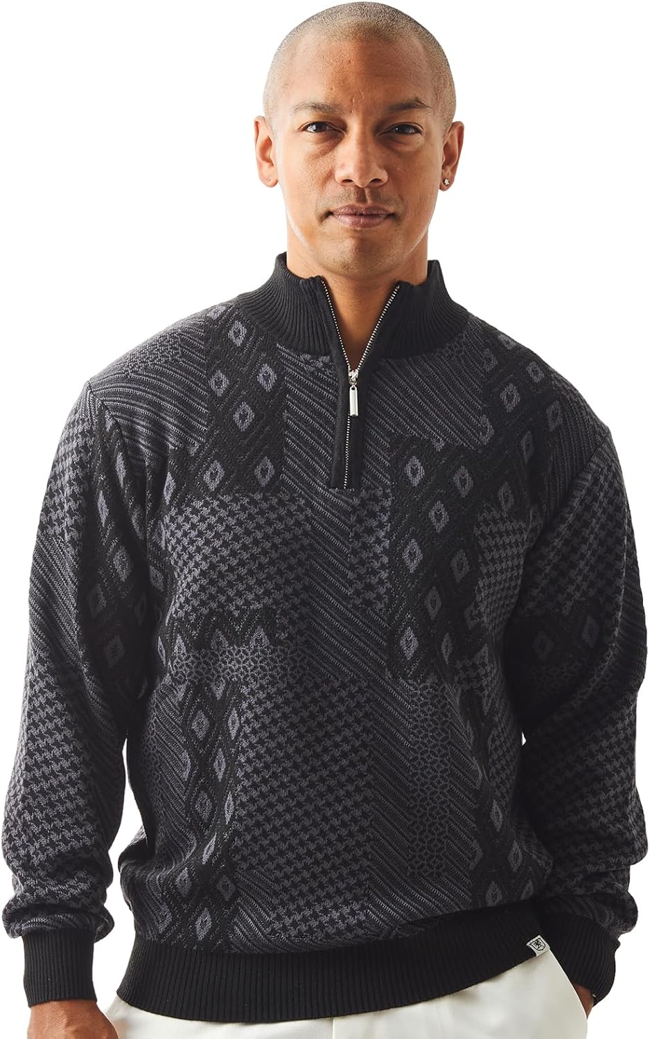 STACY ADAMS Men’s Sweater Jacquard Flourish Tonal Design