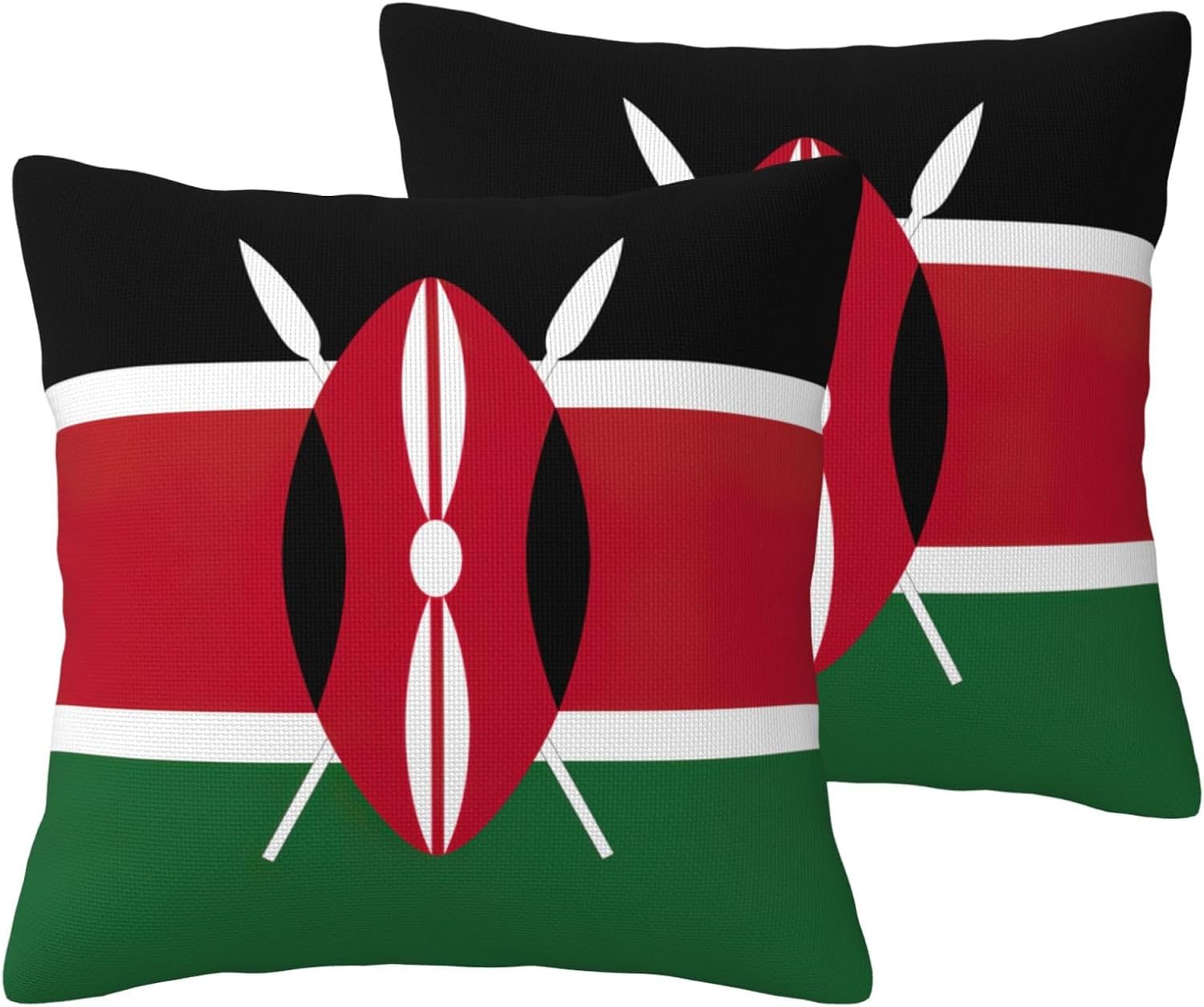 Flag of Kenya Imitation Linen Pillowcase -2 Sets, Fashionable Home Decoration, Used for Sofas, Gardens, beds