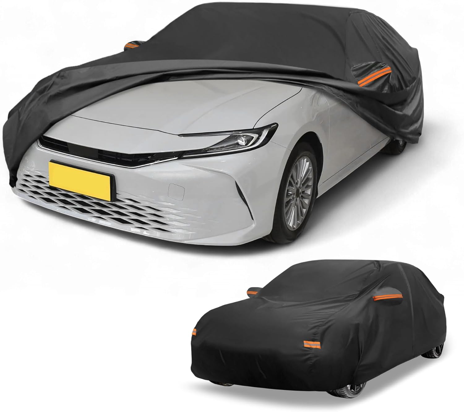 Car Cover Waterproof All Weather Sun Rain Protection Full Exterior Cover for Toyota Camry Black with Left Side Zippers