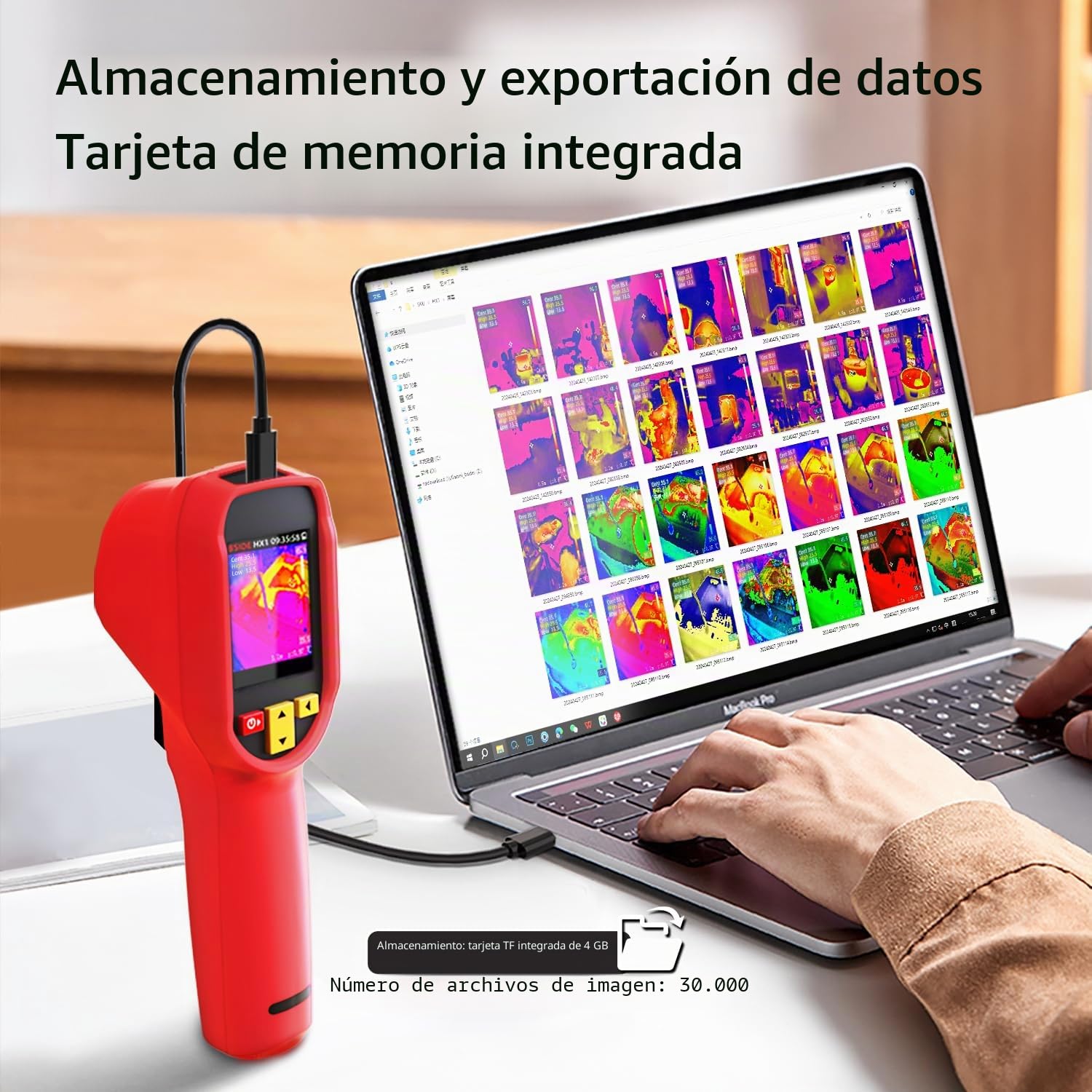 BSIDE Cámara Térmica 240×240 Resolución 15 Paletas de Colores Cámara Térmica Infrarroja -4°F to 1022°F 25Hz Cámara Térmica de Mano Recargable con Puntero Láser 50°FOV para Inspección de Viviendas HVAC