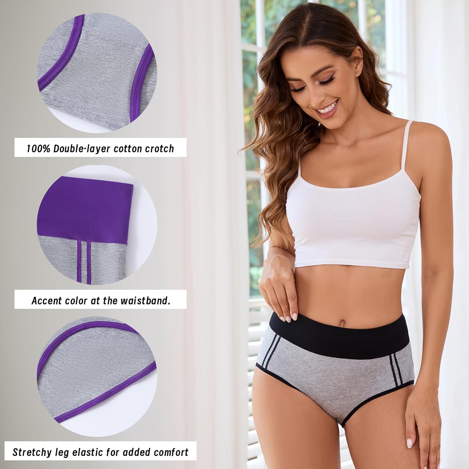 Womens High Waisted Tummy Control Underwear C Section Underwear Soft Cotton Panties Full Coverage Briefs - Image 5