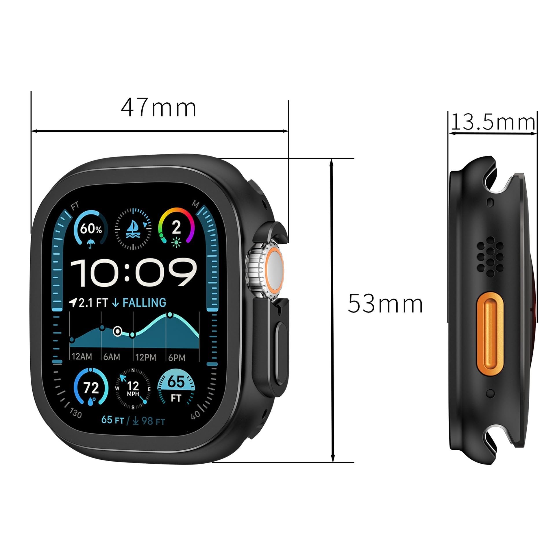 CZKE Funda de aleación para Apple Watch Ultra de 49 mm, serie S10 de 46 mm, S9, S8, S7, S6, S5, S4, SE, 44 mm, 45 mm, cubierta protectora de marco de metal (plata mate, 46 mm)