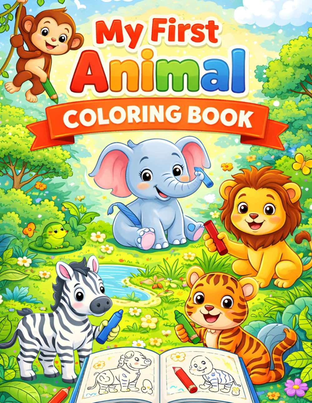 Animal Coloring Book for Kids Ages 3–6: Fun and Cute Animal Illustrations to Color | Easy, Big, and Bold Designs for Toddlers, Preschoolers & Kindergarten