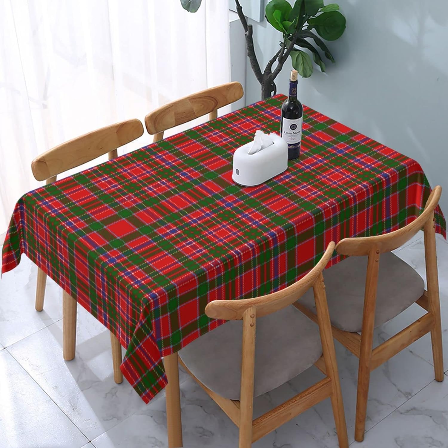 Washable Tablecloth, Clan MacAlister Tartan Rectangle Table Cover, Spillproof & Wrinkle-Free, for Farmhouse, Kitchen, Dining Room, Picnic Parties, 54 X 72 Inches