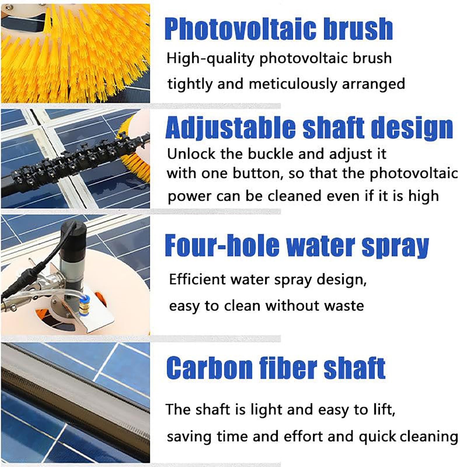 Solarpanel-Reinigungsmaschine, Photovoltaik-Panelbürste mit verstellbarer Verlängerungsstange, Dachreinigungsgeräte für effiziente Wartung der Solarenergie