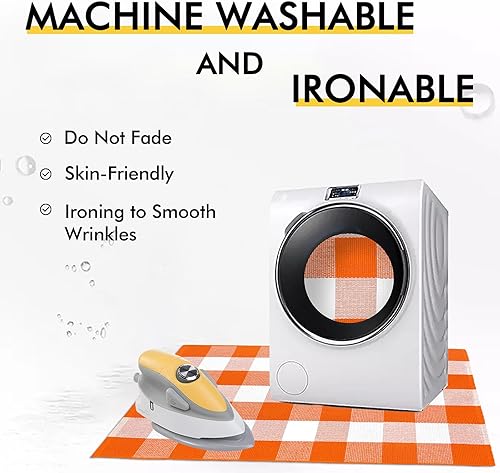 Miniatura 5 de KILOCOCO Alfombra de lana, cuadros escoceses, 2.3 x 3.6 pies, naranja, exteriores, Halloween, Acción de Gracias, lavable, otoño, puerta delantera,