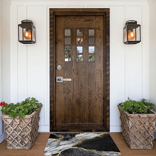 Miniatura 6 de Tapete de baño para baño, diseño de mármol negro y dorado, tapete de ducha de espuma viscoelástica, antideslizante, alfombra pequeña, suave,