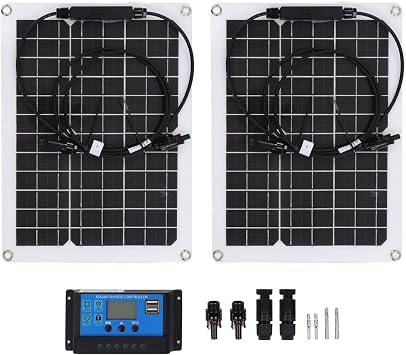 30W Flexible Monocrystalline Solar Panel | Weather - Protected & Bendable 30 Design | 50A Controller for 12V / 24V Batteries | RV/Boat/Camping Supply | 660W Highest Input