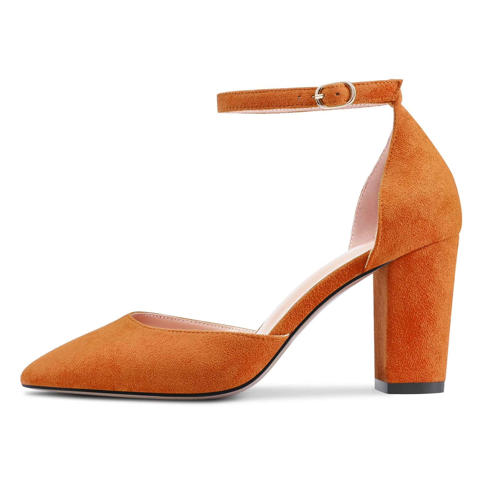 Castamere Donna Chunky Blocco Alto High Tacco Heel a Punta Pumps Cinturino alla Caviglia Fibbia da Matrimonio Feste Sexy 8.5 CM Heels