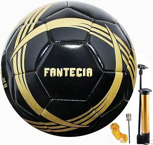 Balón de fútbol tamaño 5, pelotas de fútbol oficiales para jóvenes y adultos, pelota de fútbol de entrenamiento para interiores y exteriores Negro