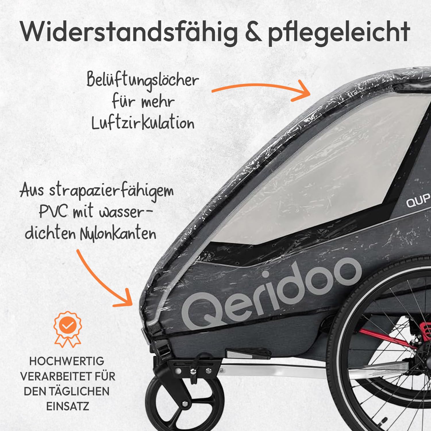 QERIDOO Osłona przeciwdeszczowa QUPA 2 / Sportrex 2 Akcesoria do krzeseł/wózków, Młodzież Unisex, przezroczysta (Transpara), Jeden rozmiar