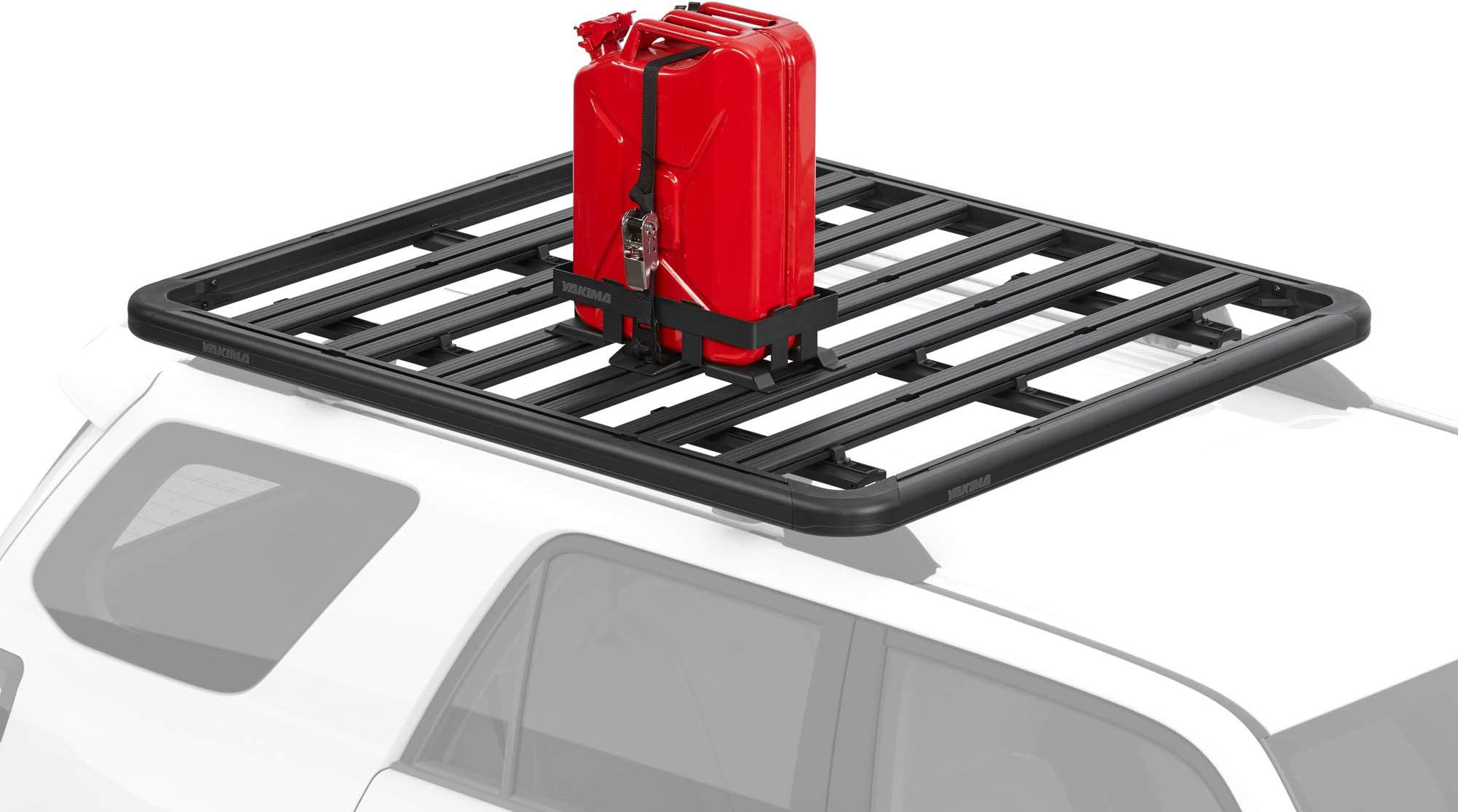Yakima LockNLoad Plastic Platform Jerry Can Holder for Roof Rack Systems with 45 Pound Load Capacity and Heavy Duty Hook Straps, Black