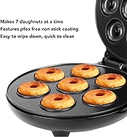 Vista 2 de Máquina para hacer donas, mini máquina de donas de 1000 W de doble cara con superficie antiadherente para desayunos, aperitivos, postres y más, hace