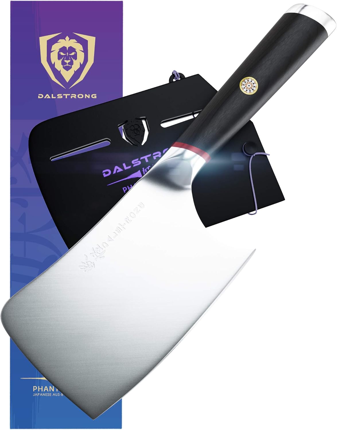 Super Brands DALSTRONG Cleaver Knife - Phantom Series - Japanese High-Carbon AUS8 Steel - Pakkawood Handle - Sheath Included (4.5 Cleaver Knife)