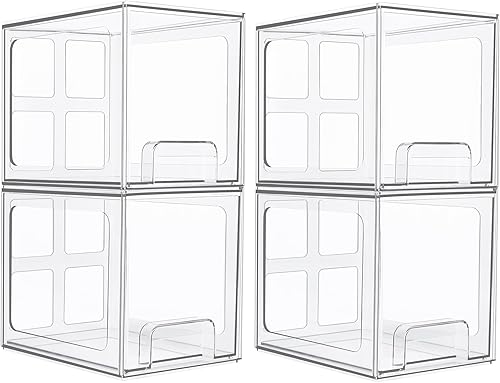 Miniatura 8 de Vtopmart Paquete de 3 cajones apilables de almacenamiento de maquillaje, organizadores de baño de acrílico de 6.6 pulgadas de alto, contenedores de