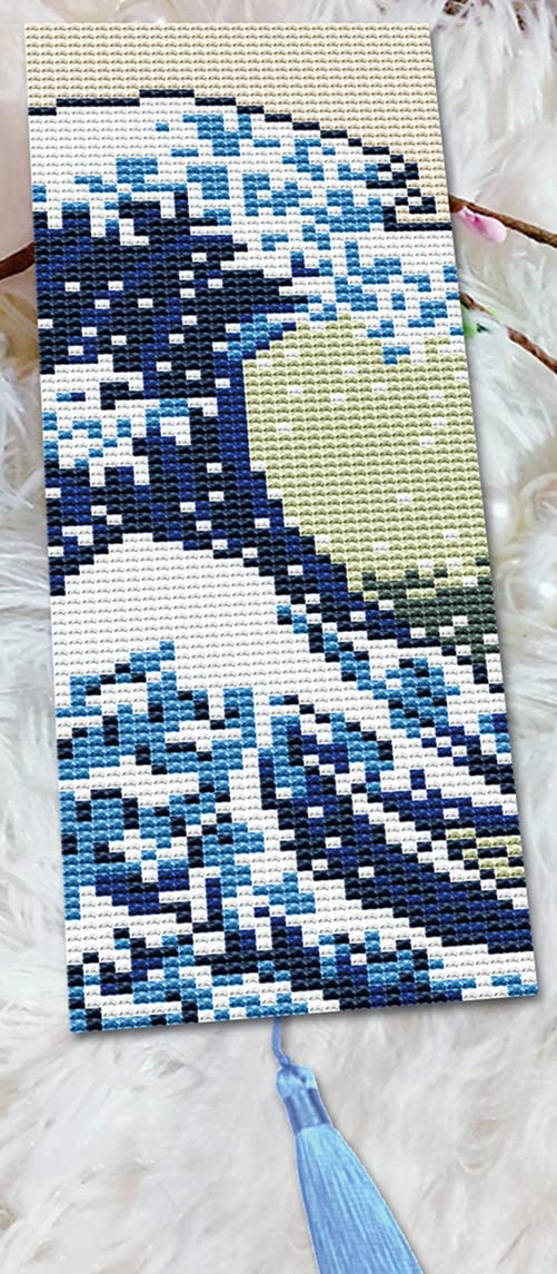 Awesocrafts Wave Cross Stitch Bookmark Kit, Great Diy Easy Patterns Cross Stitching Embroidery Counted Book Markers Kits