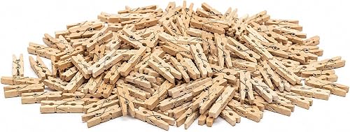 Mini Wooden Photo Craft Pegs - 150pc - 2.5cm Natural Gold Multi or Silver (Natural Wood)