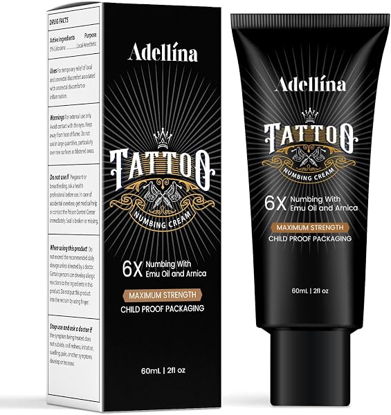 Tattoo Numbing Cream, Maximum Strength Numbing Cream for Tattoos, Waxing & Piercing for Men and Women, Long Lasting Tattoo Cream (2oz / 60g) - 1