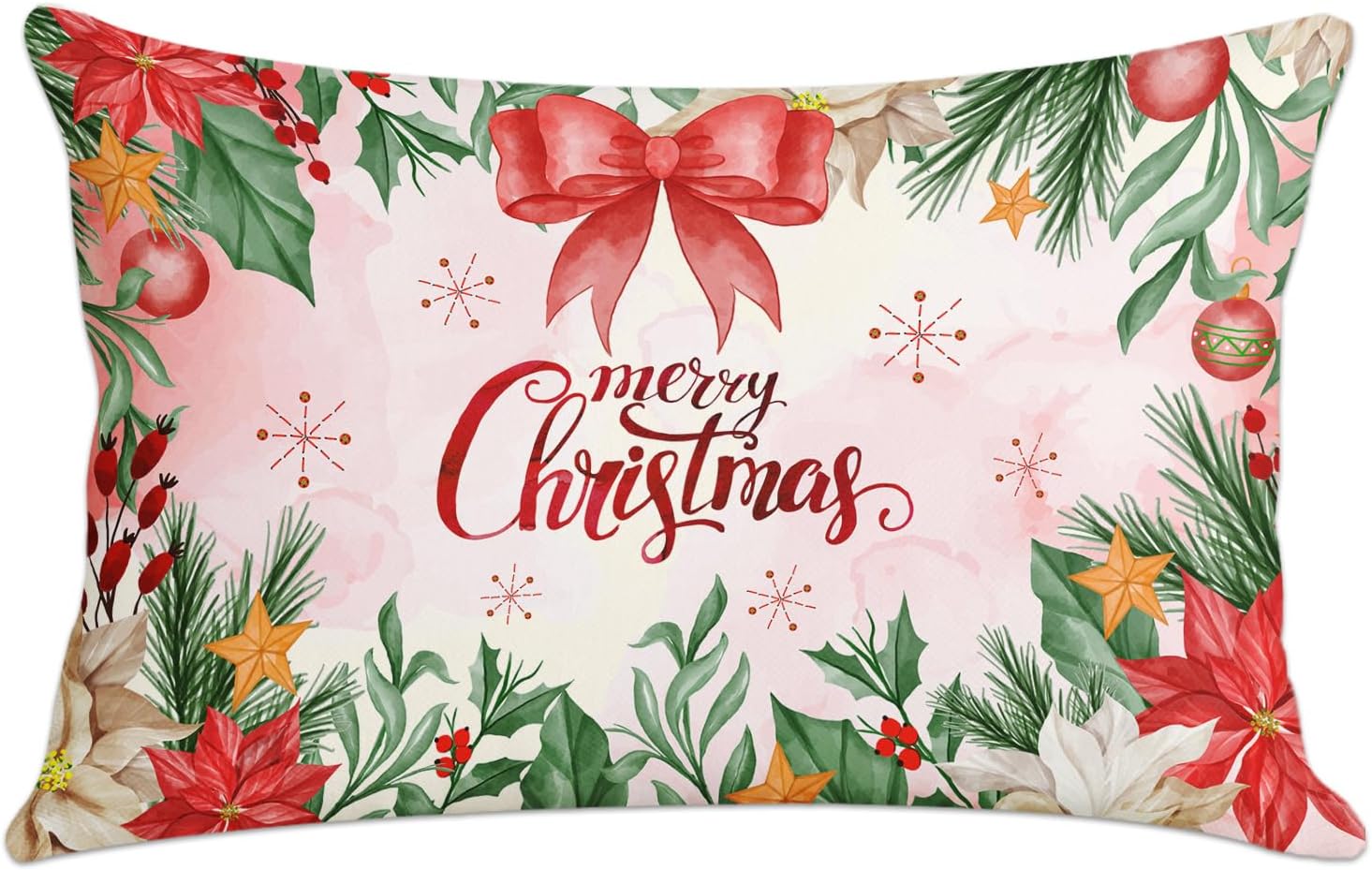 Christmas Throw Pillow Cover Christmas Decoration Bow Merry