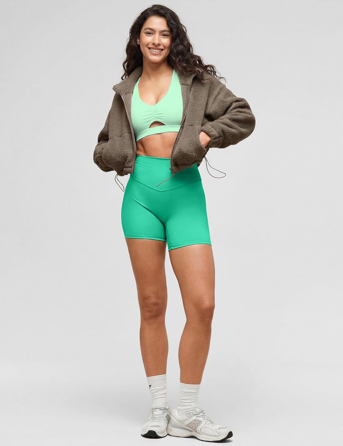 Y Back Sports Bra Padded Racerback Adjustable Straps Ruched V-Neck Low Impact Workout Yoga Top - Image 5