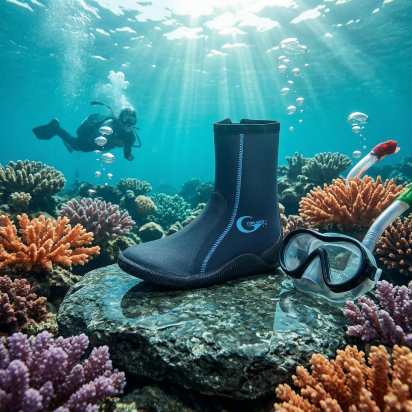 TISHITA Stivali da Immersione Impermeabili Calzari Sub Neoprene Scarpe Acquatiche Stivaletti Termici Antiscivolo Materiale Neoprene 5mm con Suola in Gomma, 迷彩026, Numeric_33 | Antiscivolo, Calzari da Sub con Suola, Termici, per Snorkeling, Subacquei, Pesc