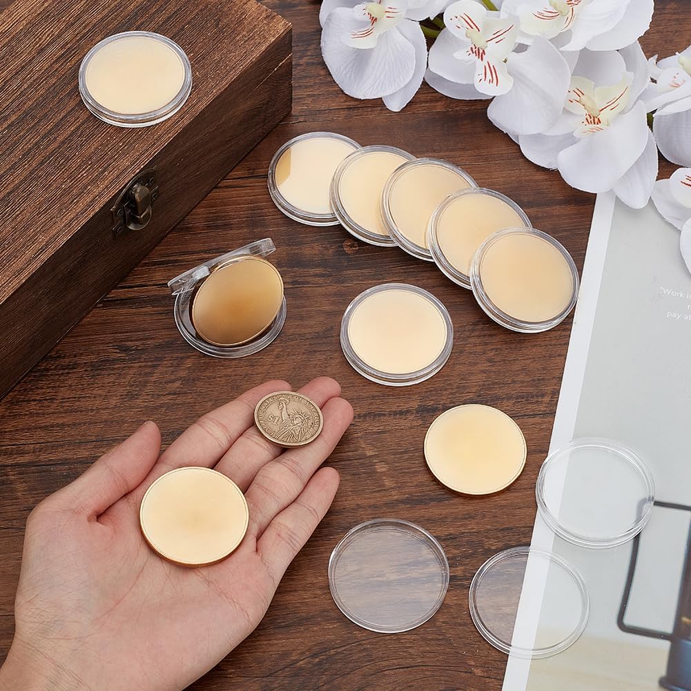 WEBEEDY 60 PCS Blank Challenge Coin Engraving Blanks Coin Metal Stamping Blank Coin 40 mm/1.57 Inch Round Tags Threaded Edged Coin with Acrylic Protection Box Gift for DIY Crafts Engraving,Gold