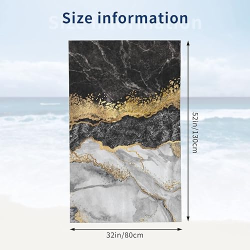 Miniatura 4 de DADABULIU Toalla de baño con diseño abstracto de mármol negro, toallas de playa suaves y absorbentes, de secado rápido, toalla de calidad de hotel
