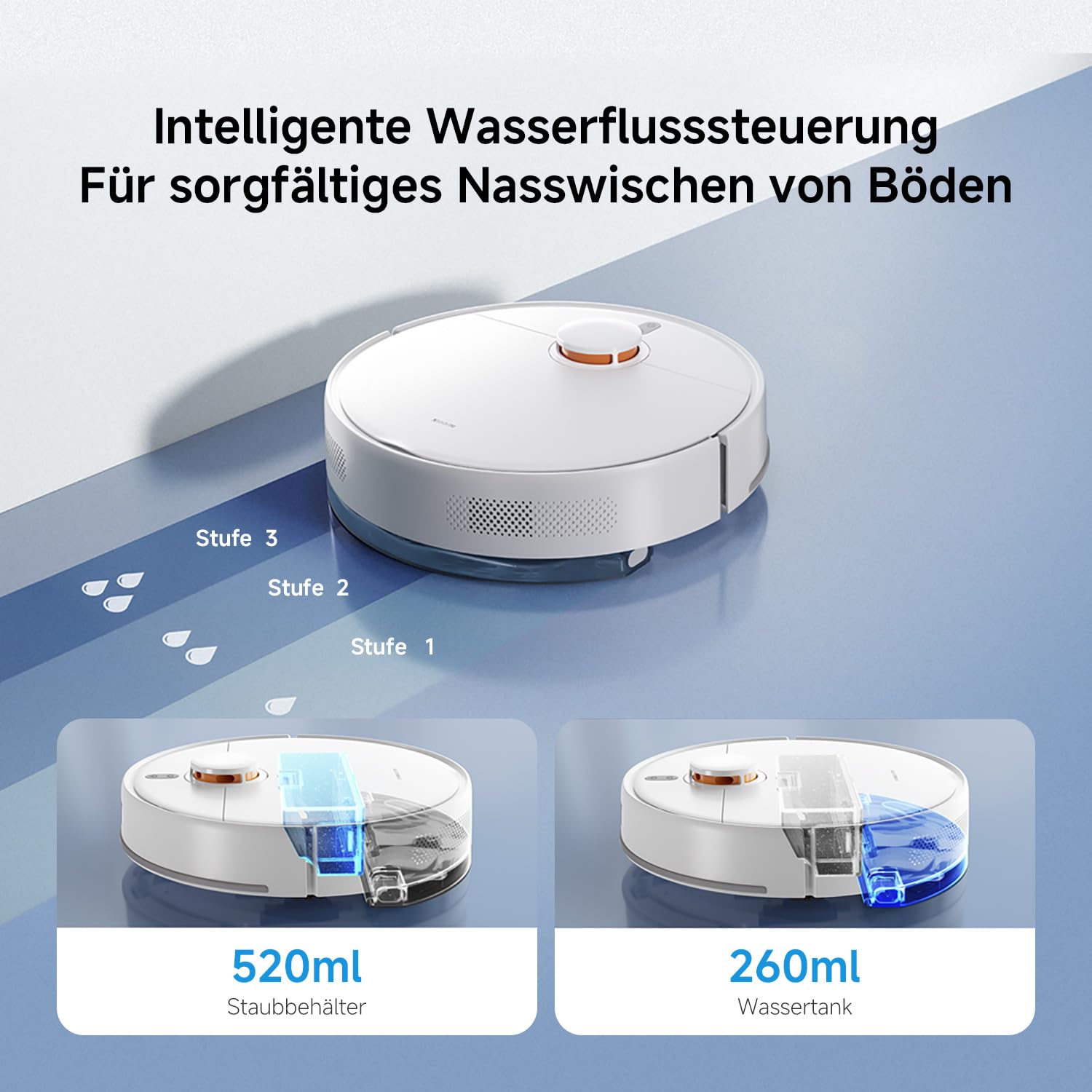 XIAOMI Robot Vacuum S40C, 2-in-1 Staubsauger und Wischer, 5000 Pa Saugleistung, smarte LDS-Navigation, automatische Aufladung, funktioniert auf Teppichen mit kurzem Flor und harten Böden