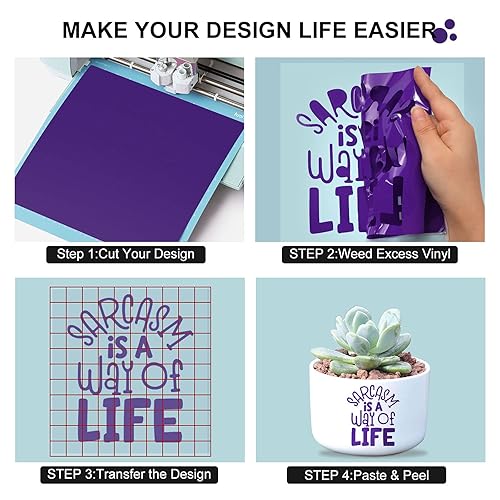 Miniatura 3 de HTVRONT Rollo de vinilo permanente morado  12 pulgadas x 50 pies de vinilo adhesivo morado brillante para Cricut, Silhouette, cortadores de camafeo,